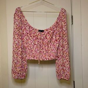 Cotton Candy LA Pink Floral Crop Top